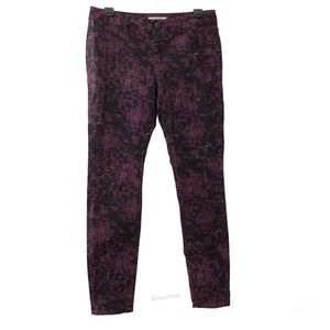 CAbi Twilight Purple Black Camouflage Print Denim Skinny Jeans